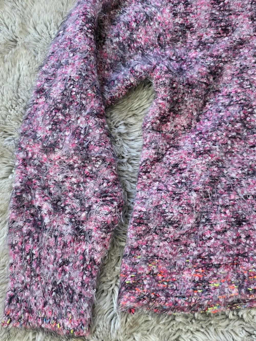 Free People Stellar Knit Pullover Pink Spacedye Half Button‎ Women's